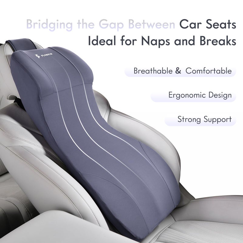 FLORICH Integrated Car Seat Lumbar Support Pillow & Car Neck Pillow Memory Foam Back Cushion for Driving Car Seat Back Support Pillow for Car Seats Driver Back Neck Sciatica Pain Relief Cushion, Blue - Image 4