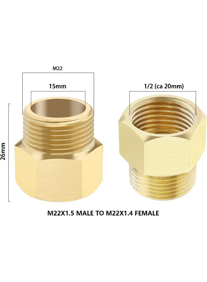 ECSiNG 3Pcs Pressure Washer Coupling M22X1.5 Male To M22X1.4 Female Adapter Finish Connector Solid Brass Connector Garden Tools Accessories  - Image 4