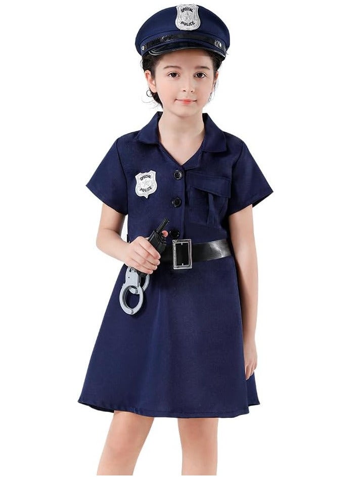 AUTOYSUR زي ضابط شرطة للفتيات، زي شرطي للأطفال للعب الأدوار في المهرجان، مناسب للطول من 100 إلى 130 سم - Image 2