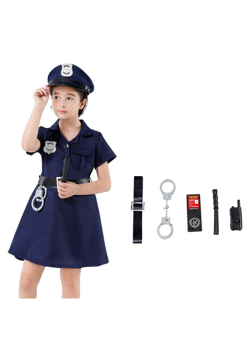 AUTOYSUR زي ضابط شرطة للفتيات، زي شرطي للأطفال للعب الأدوار في المهرجان، مناسب للطول من 100 إلى 130 سم - Image 1