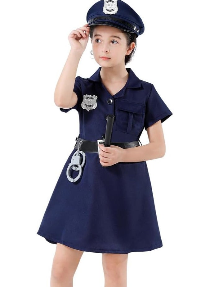 AUTOYSUR زي ضابط شرطة للفتيات، زي شرطي للأطفال للعب الأدوار في المهرجان، مناسب للطول من 100 إلى 130 سم - Image 5