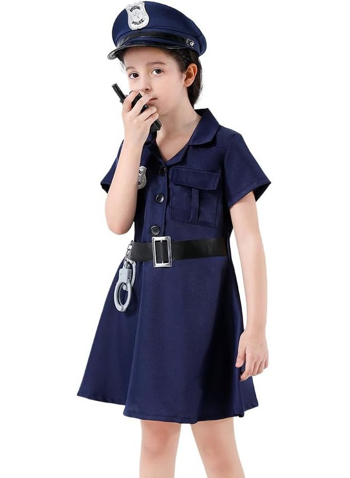 AUTOYSUR زي ضابط شرطة للفتيات، زي شرطي للأطفال للعب الأدوار في المهرجان، مناسب للطول من 100 إلى 130 سم - Image 3