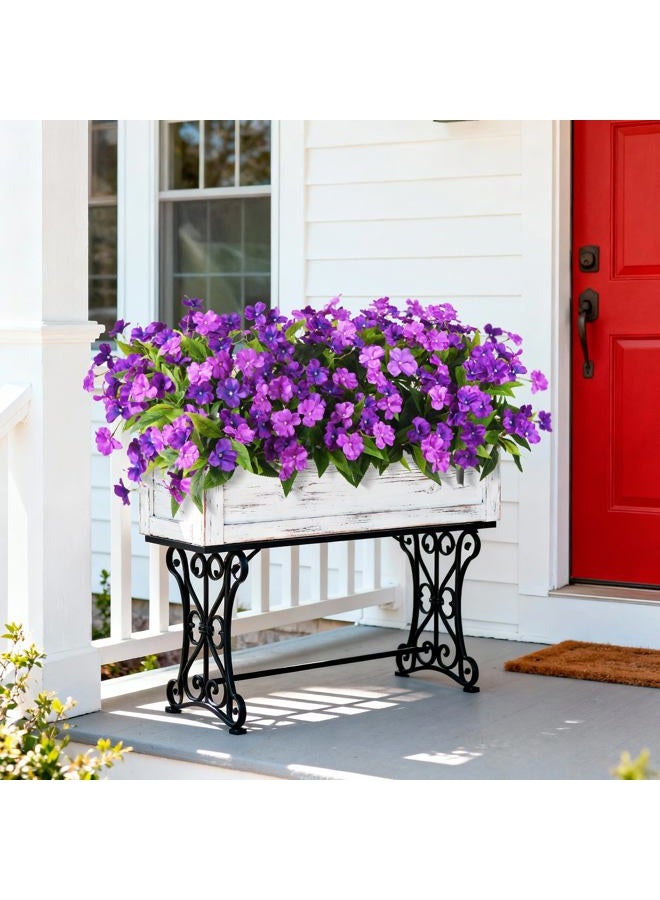 ZFProcess Artificial Impatiens Flowers for Outdoors, 6 Bundles Silk Fake Flowers for Spring Summer Decoration, UV Resistant Faux Plants Plastic Bouquet for Home Planter Porch Patio Yard Decor(Double Purple) - Image 5