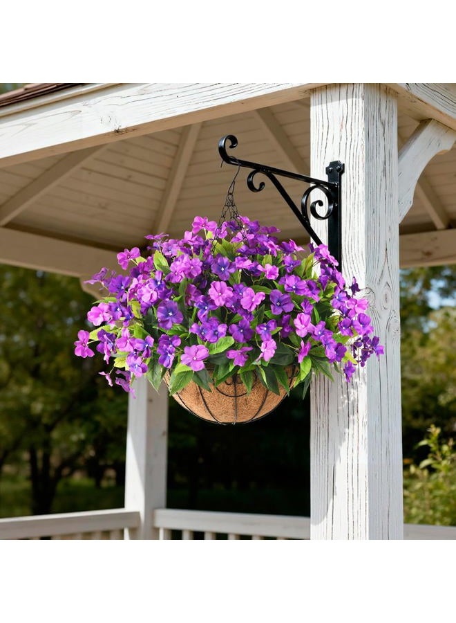 ZFProcess Artificial Impatiens Flowers for Outdoors, 6 Bundles Silk Fake Flowers for Spring Summer Decoration, UV Resistant Faux Plants Plastic Bouquet for Home Planter Porch Patio Yard Decor(Double Purple) - Image 4