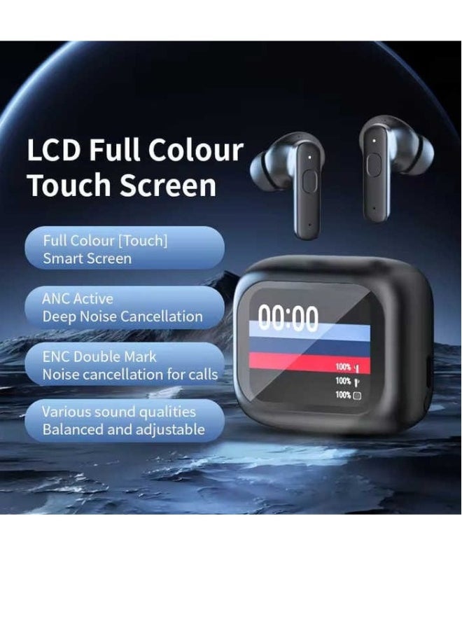 Generic - Wireless Earbuds With Touch LCD Full Screen Control and Active Noise Cancellation and ENC Call Noise Reduction - Image 1