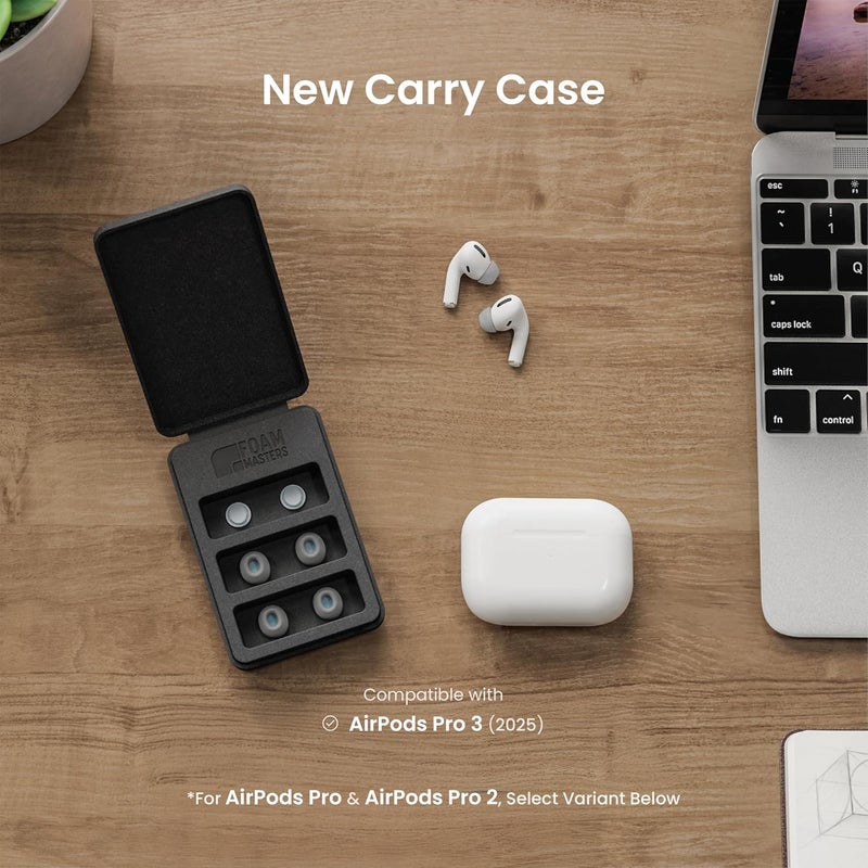 AutoLine Pro أطراف أذن فوم ماسترز فائقة الجودة من رغوة الذاكرة لـ AirPods Pro الجيل الثالث فقط | 3 أزواج | إصدار جديد | تثبيت آمن | راحة فائقة | عزل صوت أفضل | أطراف بديلة، رمادي - كبير - Image 3