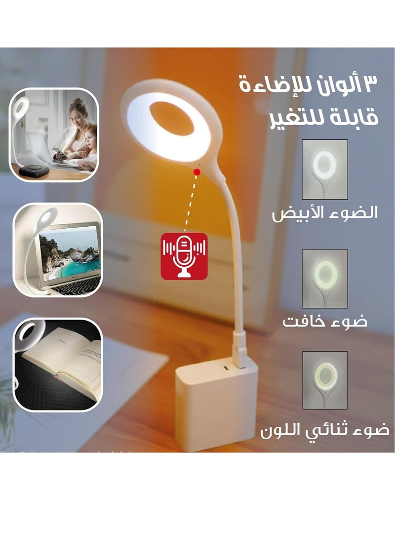 360° Adjustable Arm LED Lamp: Explore USB LED Desk Lamp offers 3 lighting modes and 3 infinite brightness levels. Get it now! Hansu Modern 2-Piece White - Image 3