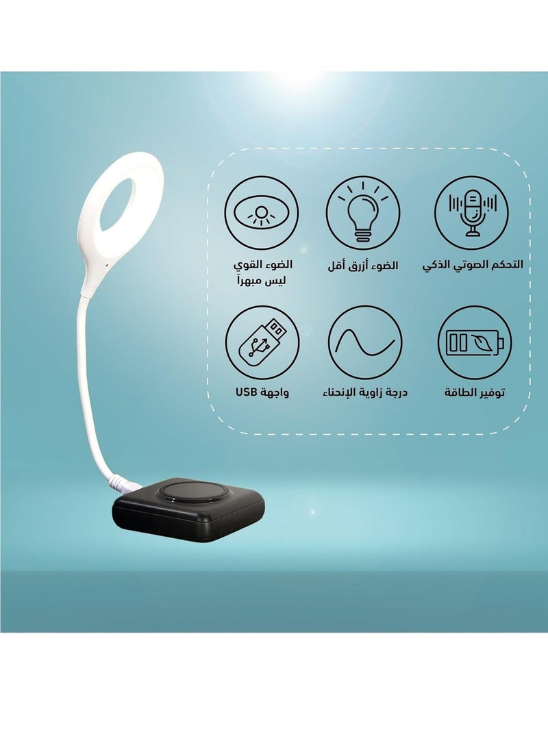 360° Adjustable Arm LED Lamp: Explore USB LED Desk Lamp offers 3 lighting modes and 3 infinite brightness levels. Get it now! Hansu Modern 2-Piece White - Image 2