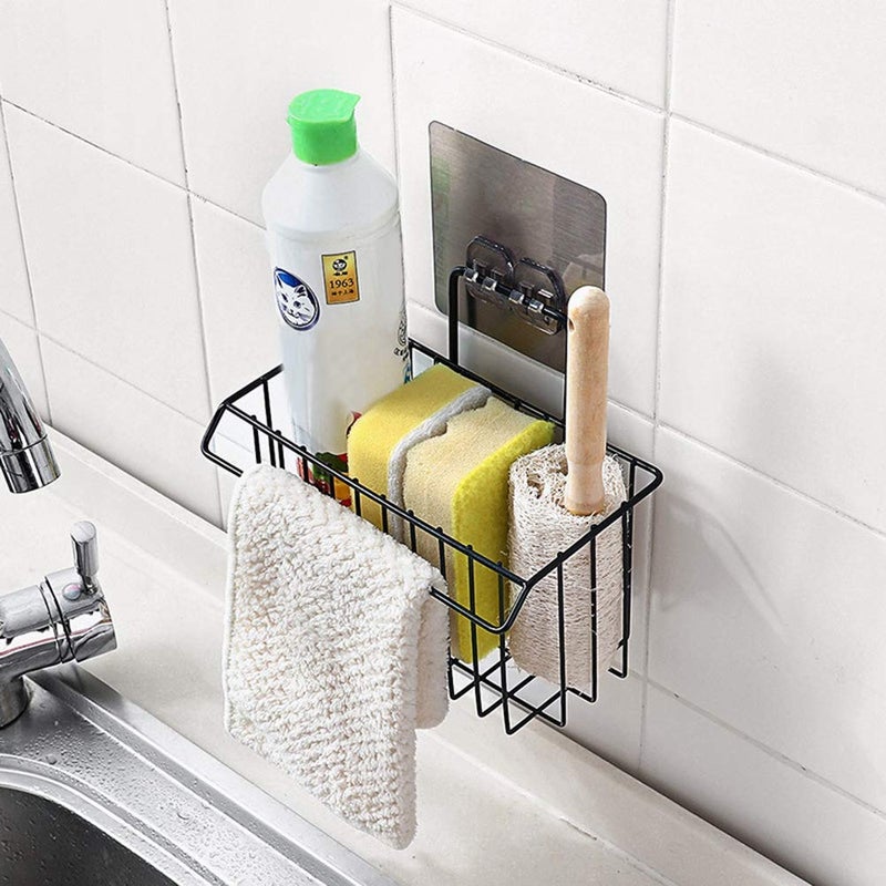 ADTALA Metal Self Adhesive Organizer Storage Hanging Shower Caddy Rack Shelf for Bathroom (Multicolour, 19 x 6.2 x 16.4cm) - Image 2