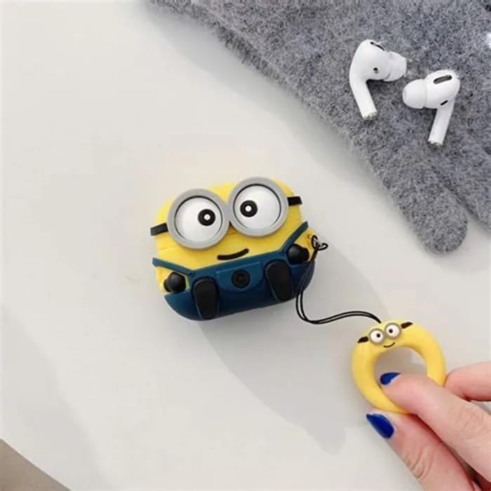 VEROX Airpods Pro Case Protective Silicone Cover 3D Design with Anti-Lost Keyring Compatible with Apple AirPods Pro - Minions - Image 2