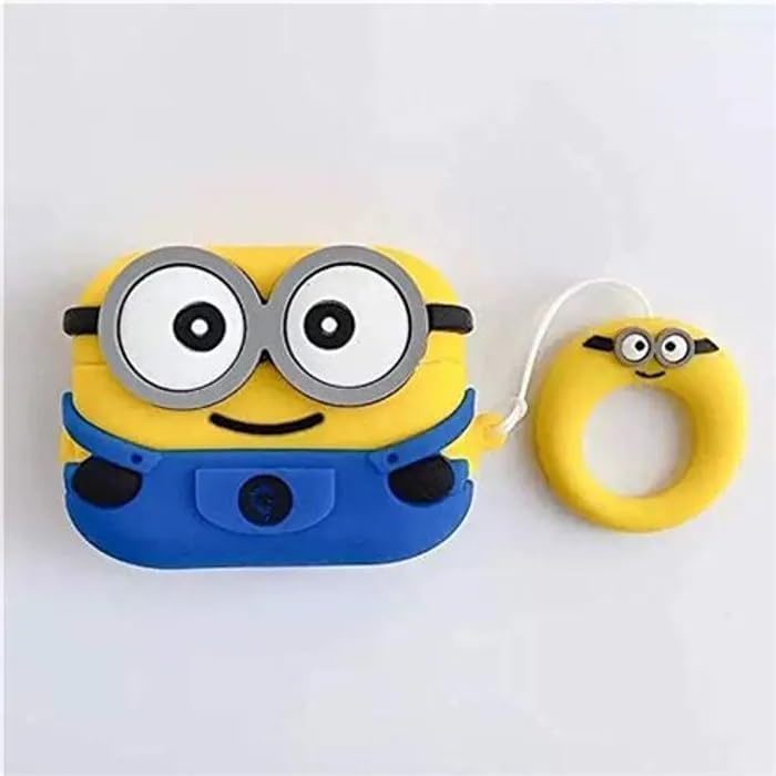 VEROX Airpods Pro Case Protective Silicone Cover 3D Design with Anti-Lost Keyring Compatible with Apple AirPods Pro - Minions - Image 3