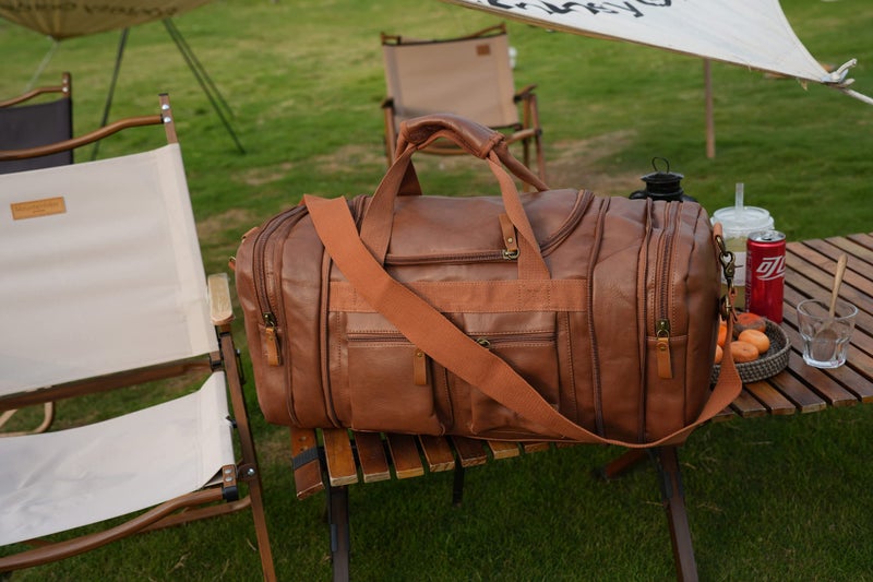 BAOSHA Vegan Leather Travel Duffel Weekender Bag Carry on Overnight Bag Sports Duffel bag For men and Women HB-21 (Brown) - Image 5