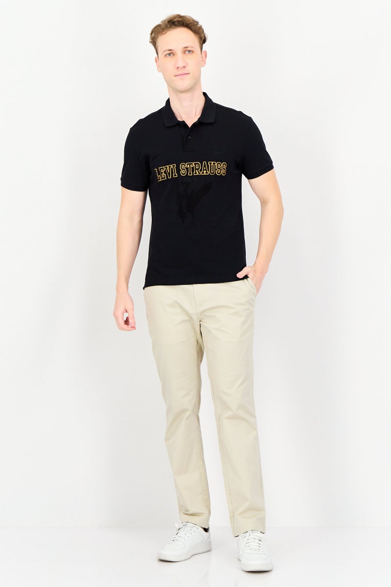 Levi's تي شيرت بولو بأكمام قصيرة للرجال بتصميم عادي مع شعار مطرز، أسود - Image 3