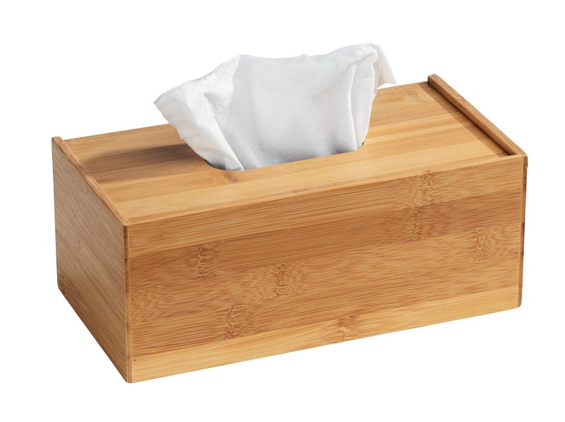 WENKO Terra Bamboo Organiser Box with 3 Compartments  Storage Box Bathroom Basket Bamboo brown Bambus mit Deckel L