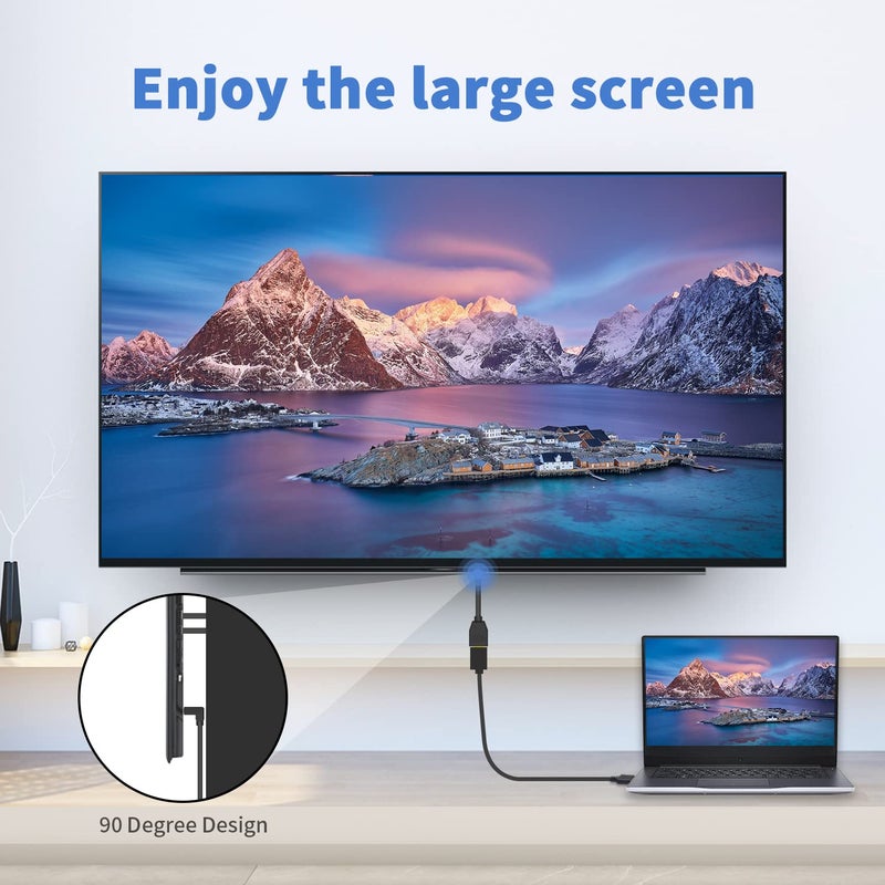 Poyiccot 15cm 8K DisplayPort 1.4 Cable, 90 Degree DP Extender, Up to 8K/60Hz, 4K/144Hz, Compatible with DP Devices - Image 5