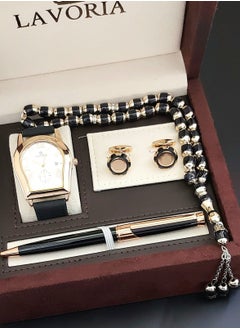 Laforea watch gift set for men consisting of 4 pieces, a rosary watch, a pen and a set of buttons