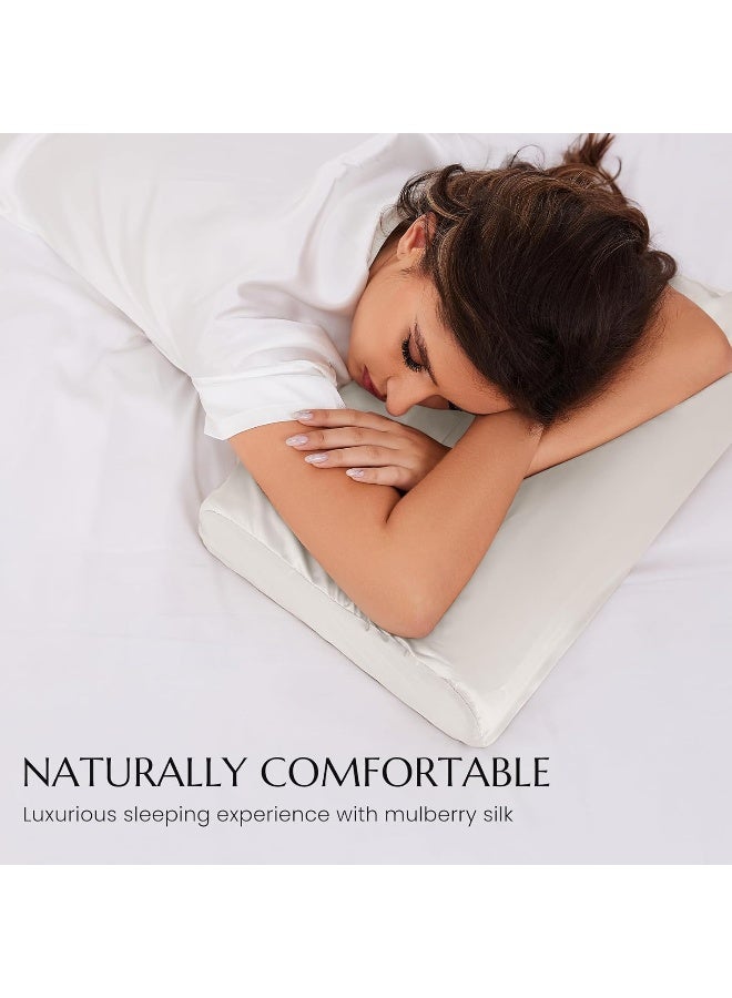 THXSILK THXSILK 19 Momme 100 Mulberry Silk Pillowcase for Contour Memory Foam Pillow Contour Pillow Case Cover Cervical Pillow Case Pack of 1Natural White 20x12x3927  - Image 5