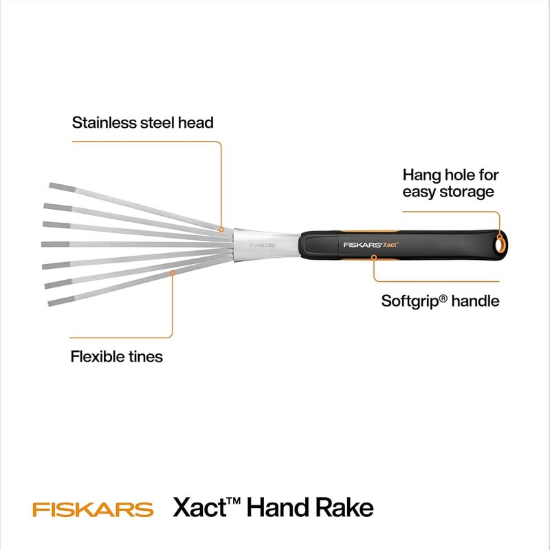 فيسكارس 1 Fiskars Xact مشط يدوي، أداة حديقة يدوية شديدة التحمل بمقبض مريح وفتحة تعليق للتخزين، رأس وأسنان من الفولاذ المقاوم للصدأ، مثالي للعناية بحوض زراعة مرتفع - Image 1