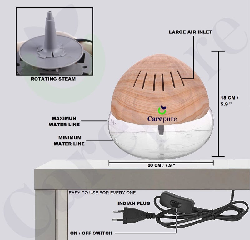 Carepure Water base Air Purifier and Humidifier Aroma Diffuser Air Revitalizer (Wooden - sea shell shape) - Image 2