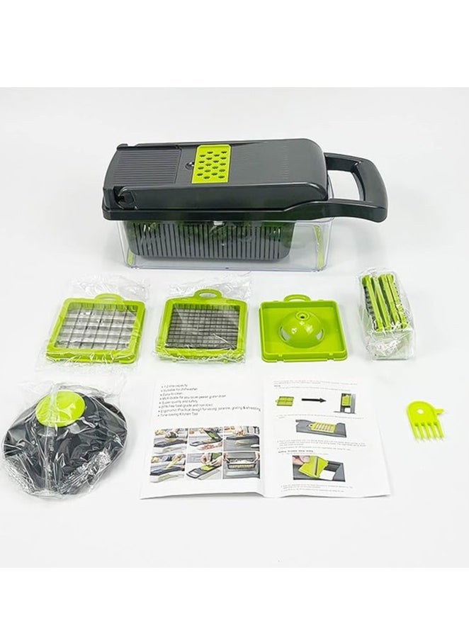 ELTRAZONE Vegetable Chopper 16-in-1 Professional Food Chopper and Slicer – Multi-Function Onion Chopper, Potato Slicer, Adjustable Vegetable Cutter with Container, Easy Cleaning and Storage (Gray) - Image 5