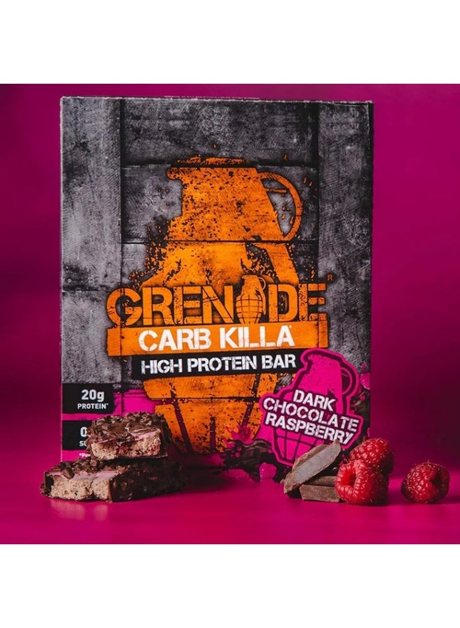 Grenade High Protein Low Sugar Bar Dark Chocolate Raspberry 60g Pack of 12 - Image 3