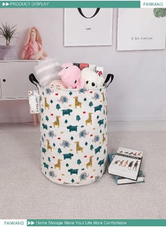 FANKANG FANKANG Storage Basket, Nursery Hamper Canvas Laundry Basket Foldable with Waterproof PE Coating Large Storage Baskets for Kids Boys and Girls, Office, Bedroom, Clothes,Toys（Froest animals）  - Image 2