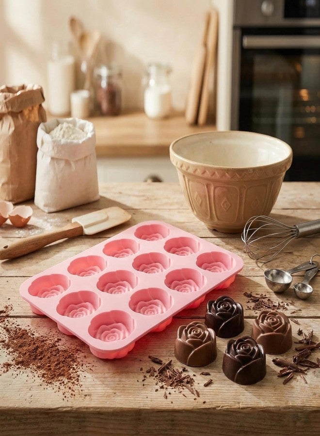 Ahorasky 24 Cavity Rose Chocolate Mold - 2 Pcs Rose Silicone Mold, Silicone Roses Molds for Chocolate, Candy, Ice Cube, Jello, Jelly, Candles, Soaps, Cupcake Decorations - Image 5