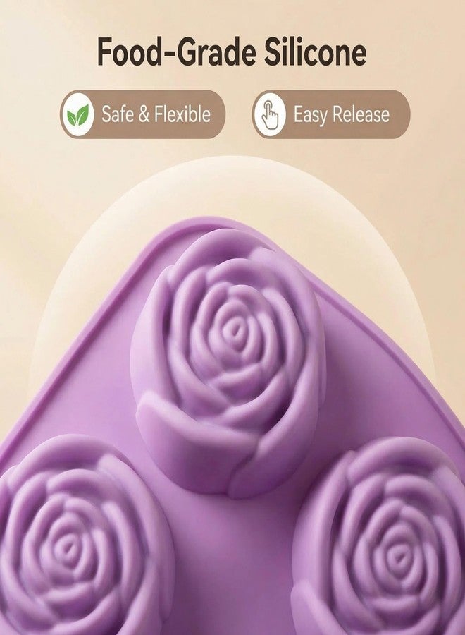Ahorasky 24 Cavity Rose Chocolate Mold - 2 Pcs Rose Silicone Mold, Silicone Roses Molds for Chocolate, Candy, Ice Cube, Jello, Jelly, Candles, Soaps, Cupcake Decorations - Image 4