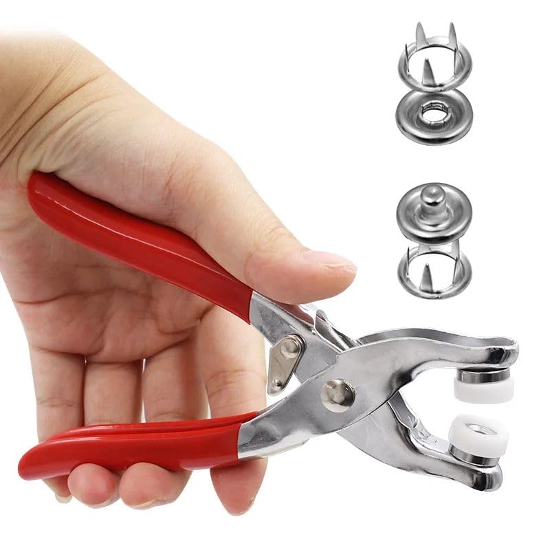 KUNYA Stainless Steel Snap Button Pressure Pilers Hand Tool Machine with Sewing & Crafting Buttons Thickened Snap Fasteners Kit, Five Claw Buckle Set for Kids Clothes Press Stud Kit - Image 1