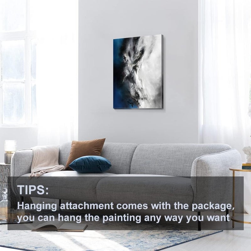 gaosoul Wall Art Canvas Abstract Art Paintings Blue Fantasy Colorful Graffiti on White Background Modern Artwork Decor for Living Room Bedroom Kitchen 30x20in - Image 5