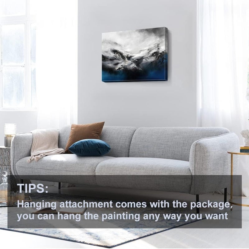 gaosoul Wall Art Canvas Abstract Art Paintings Blue Fantasy Colorful Graffiti on White Background Modern Artwork Decor for Living Room Bedroom Kitchen 30x20in - Image 4