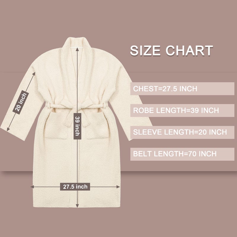 bearberry Hoodless Robe Cozy Robe Lightweight Soft Plush Bathrobe with Pockets for Women - Image 5