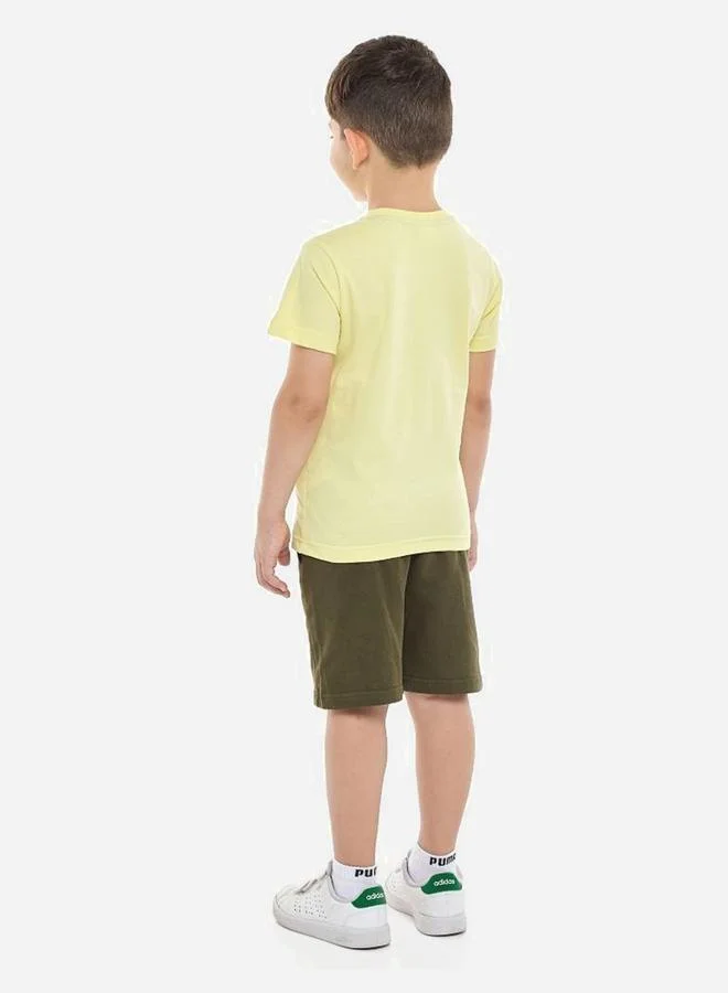 فكتور اند جين Victor and Jane Graphic Printed T-Shirt and Drawstring Shorts Set