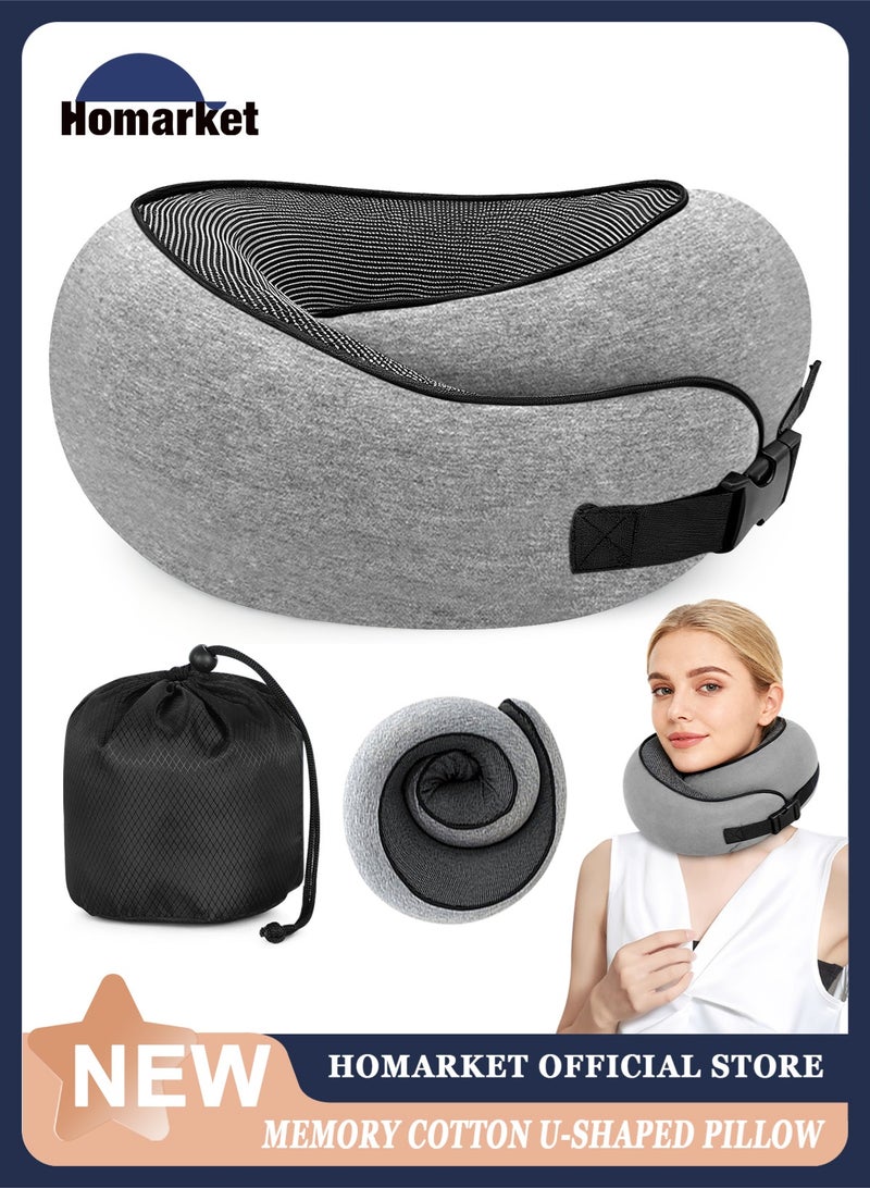 هومار كيت وسادة سفر للرقبة مصنوعة من إسفنج الذاكرة لتوفير الراحة أثناء الطيران، تصميم مضغوط ومريح للسفر وركوب السيارة والاستخدام المنزلي، مثالية للبالغين والأطفال - Image 1