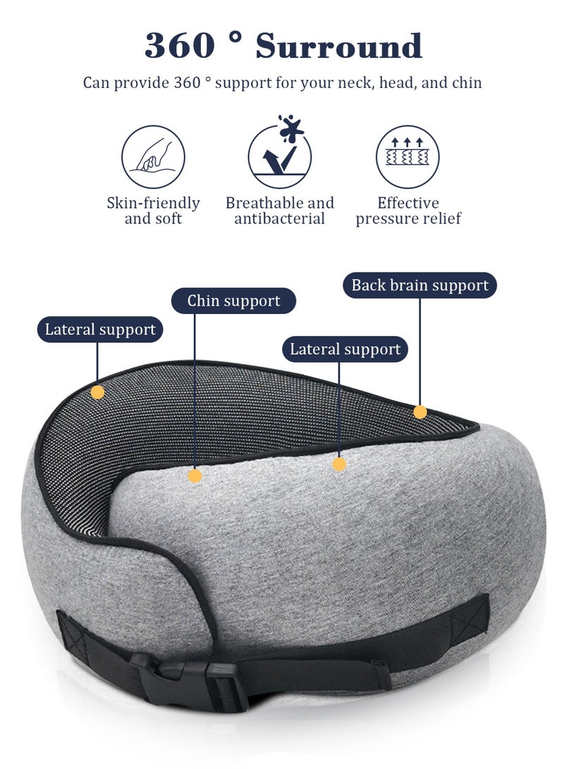 هومار كيت وسادة سفر للرقبة مصنوعة من إسفنج الذاكرة لتوفير الراحة أثناء الطيران، تصميم مضغوط ومريح للسفر وركوب السيارة والاستخدام المنزلي، مثالية للبالغين والأطفال - Image 5