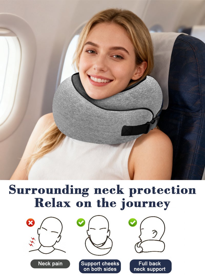 هومار كيت وسادة سفر للرقبة مصنوعة من إسفنج الذاكرة لتوفير الراحة أثناء الطيران، تصميم مضغوط ومريح للسفر وركوب السيارة والاستخدام المنزلي، مثالية للبالغين والأطفال - Image 2