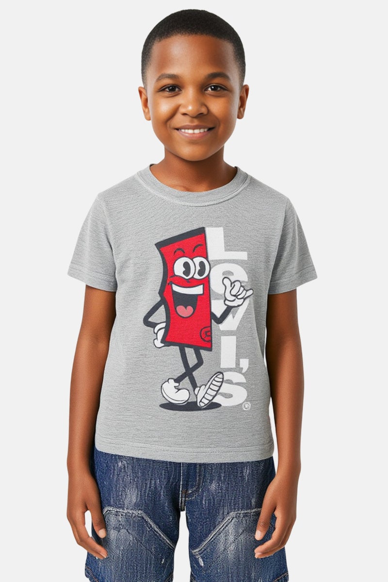 Levi's Toddlers Boy Crew Neck Brand Logo Short Sleeve T-Shirt, Grey - Image 1