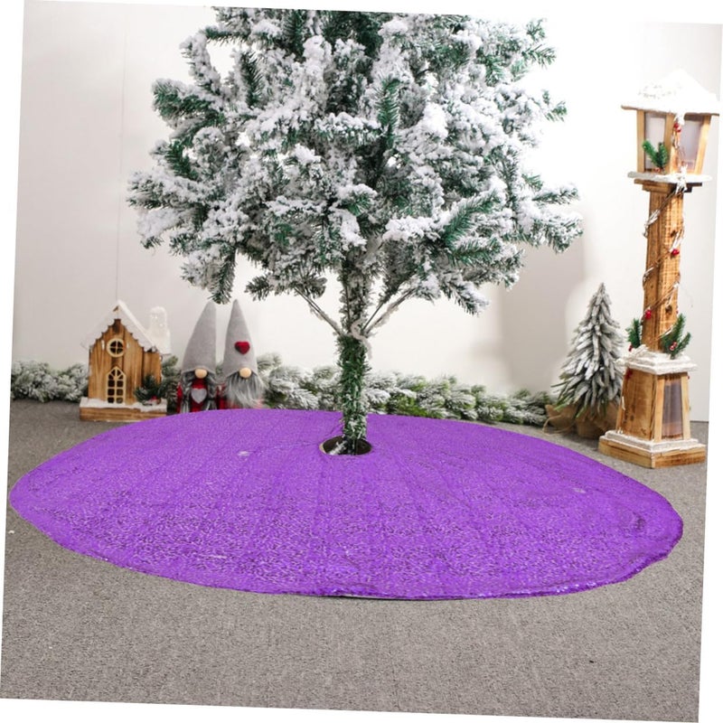 Luxshiny Christmas Tree Skirt 122cm Purple Sequin Polyester Cloth Tree Bottom Cover Holiday Decoration - Image 5