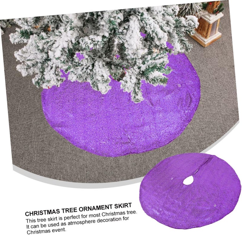 Luxshiny Christmas Tree Skirt 122cm Purple Sequin Polyester Cloth Tree Bottom Cover Holiday Decoration - Image 3