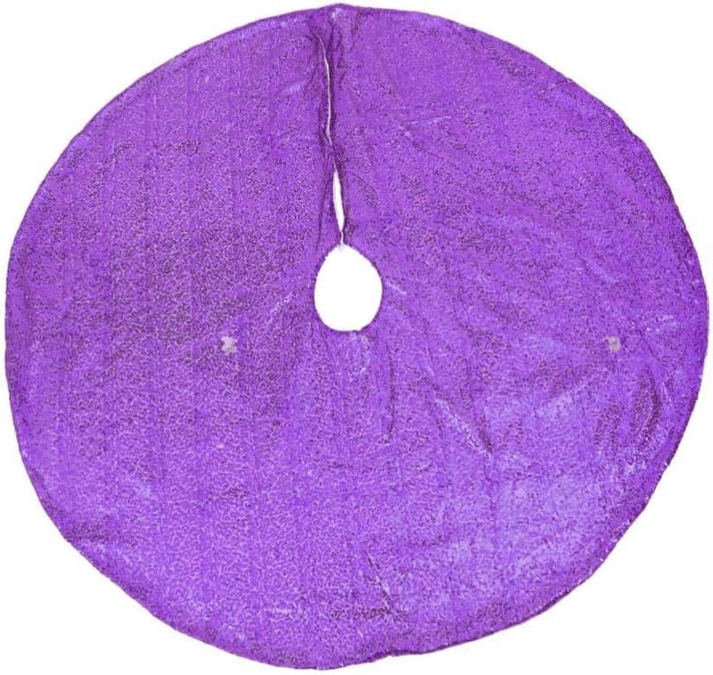 Luxshiny Christmas Tree Skirt 122cm Purple Sequin Polyester Cloth Tree Bottom Cover Holiday Decoration - Image 1