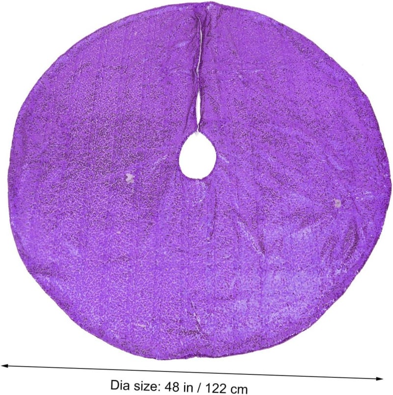 Luxshiny Christmas Tree Skirt 122cm Purple Sequin Polyester Cloth Tree Bottom Cover Holiday Decoration - Image 2