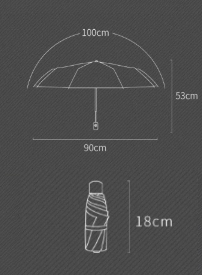 Black 5-Fold Collapsible Sun Umbrella - Image 3