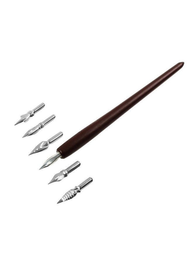 FEATTY Dip Pen For Drawing With Ink Antique Wooden Calligraphy Kits For Beginners With 6 Replaceable Nibs - Image 3