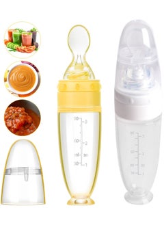 ULHYC 2 Pieces Silicone Baby Spoons Baby Feeding Spoon with Standing Base for Infant 0-24 Months Dispensing and Feeding  - Image 1