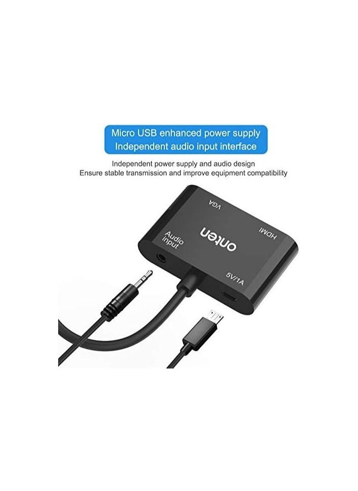 onten - ONTEN VGA to HDMI  AND VGA Adapter, VGA Splitter 1 VGA in TO HDMI AND VGA OUT EXCELLENT FOR Computer, Desktop, Laptop, PC, Monitor, Projector AND surveillance CAMERAS - Image 1