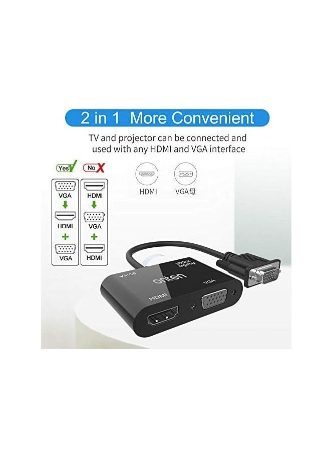 onten - ONTEN VGA to HDMI  AND VGA Adapter, VGA Splitter 1 VGA in TO HDMI AND VGA OUT EXCELLENT FOR Computer, Desktop, Laptop, PC, Monitor, Projector AND surveillance CAMERAS - Image 1