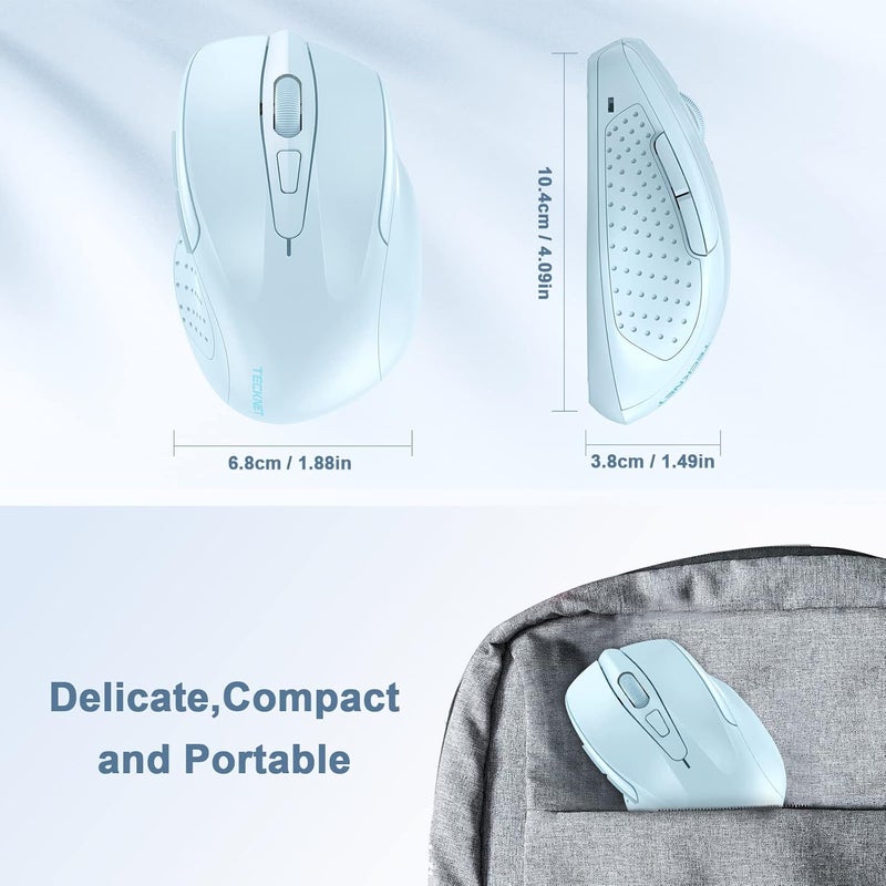 TECKNET Wireless Mouse, 2.4G Ergonomic Optical Mouse, Computer Mouse for Laptop, PC, Computer, Chromebook, Notebook, 6 Buttons, 24 Months Battery Life, 4000 DPI, 6 Adjustment Levels - Image 5