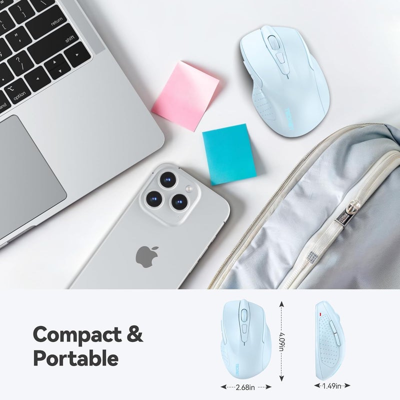 TECKNET Wireless Mouse, 2.4G Ergonomic Optical Mouse, Computer Mouse for Laptop, PC, Computer, Chromebook, Notebook, 6 Buttons, 24 Months Battery Life, 4000 DPI, 6 Adjustment Levels - Image 2