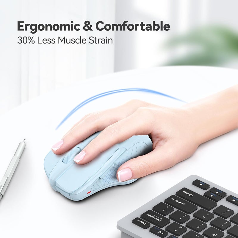 TECKNET Wireless Mouse, 2.4G Ergonomic Optical Mouse, Computer Mouse for Laptop, PC, Computer, Chromebook, Notebook, 6 Buttons, 24 Months Battery Life, 4000 DPI, 6 Adjustment Levels - Image 3