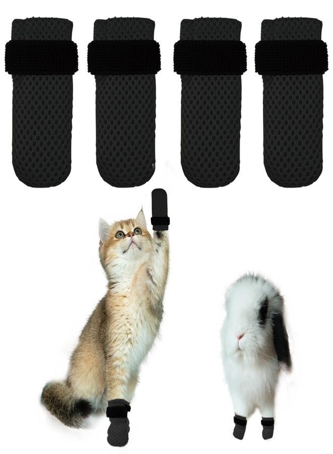 Esamploe 4 PCS Cat Mittens to Prevent Scratching,Mesh Breathable Cats Shoes,Adjustable Cat Anti Scratch Gloves,Suitable for Cats When Bathing and Nail Trimming(S,Black) - Image 1
